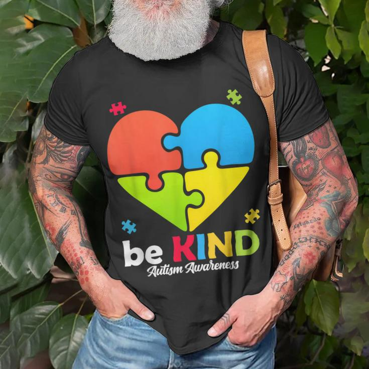 Autism Awareness- Be Kind Puzzle Heart Kindness Unisex T-Shirt Gifts for Old Men