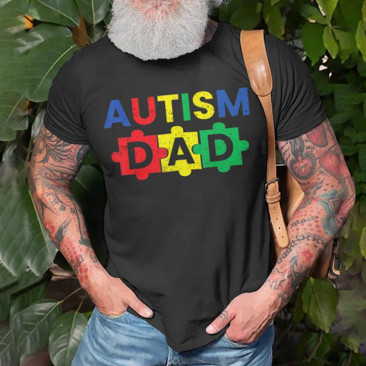 Autism Dad Fathering Autism Support Awareness Month T-Shirt Gifts for Old Men