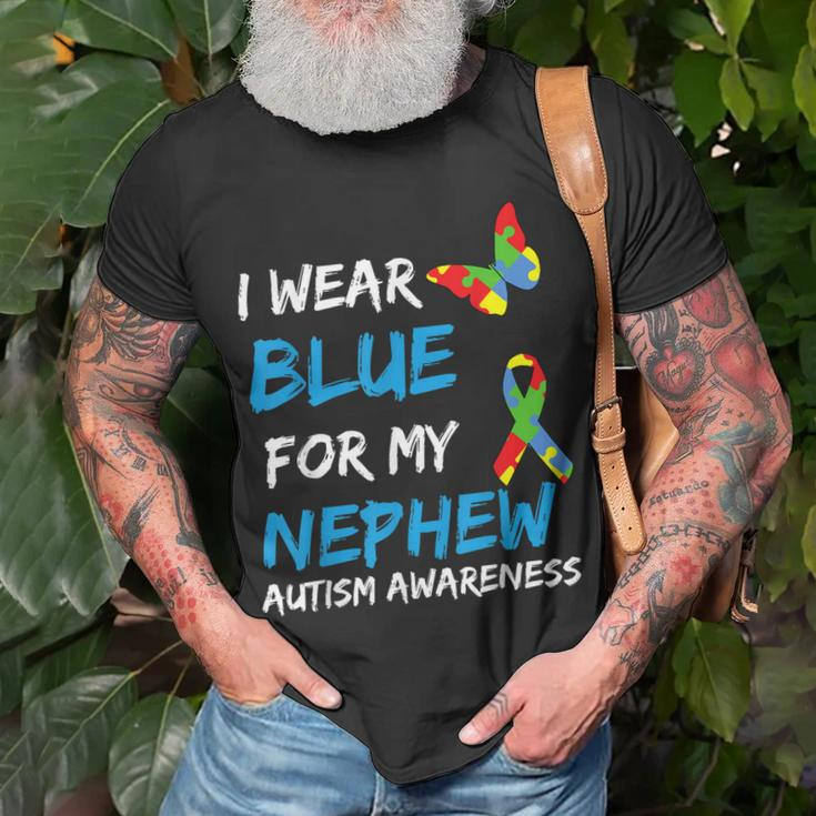 Autism I Wear Blue For My Nephew Awareness Uncle Aunt Auntie Unisex T-Shirt Gifts for Old Men