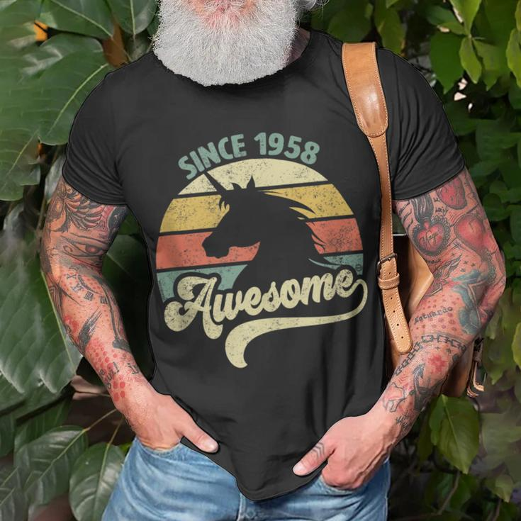 Awesome Since 1958 Retro Unicorn Birthday Vintage T-Shirt Gifts for Old Men