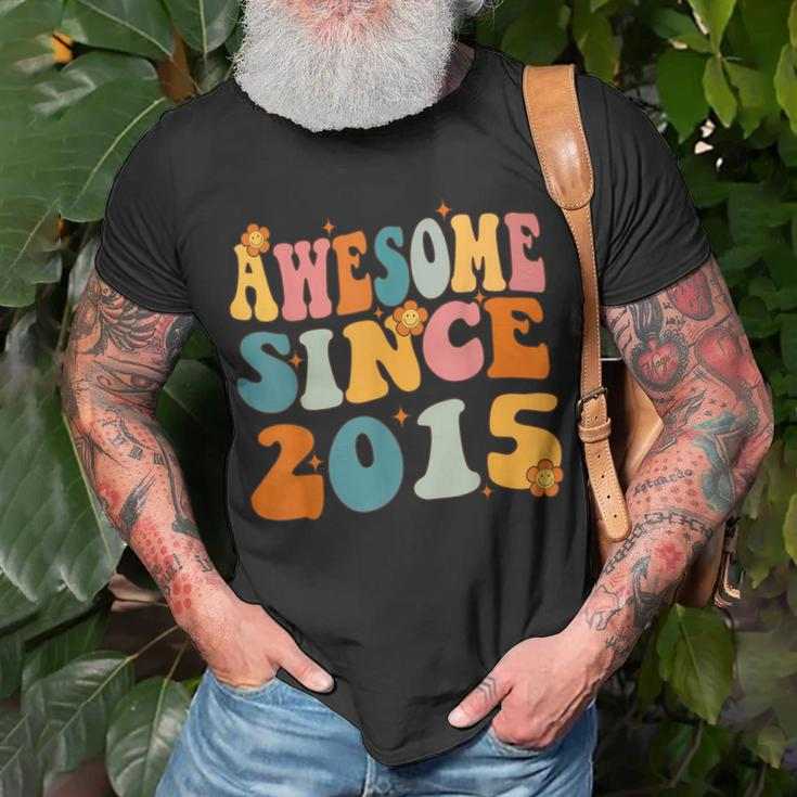Awesome Since 2015 Birthday 8Th Anniversary Groovy 8 Years Unisex T-Shirt Gifts for Old Men