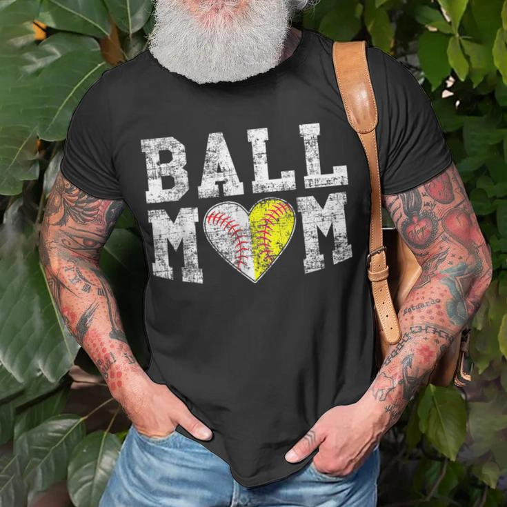 Ball Mom Baseball Softball Heart Sport Lover T-Shirt Gifts for Old Men