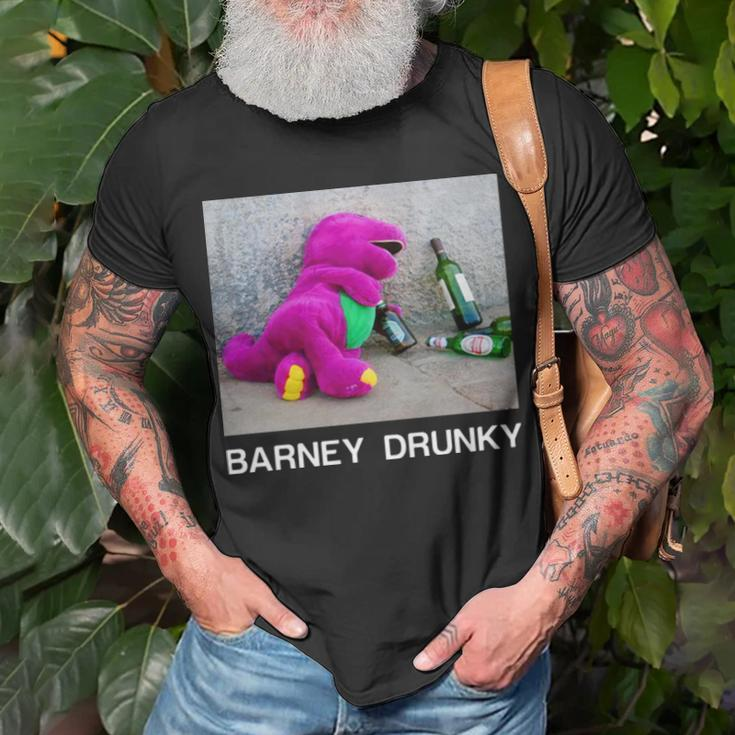 Barney Drunky Wine Bottle The Dinosaur Unisex T-Shirt Gifts for Old Men