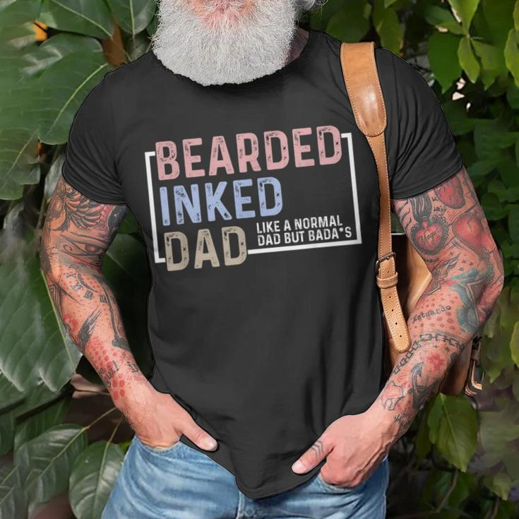 Bearded Inked Dad Papa Daddy Stepdad Father Husband Family Gift For Mens Unisex T-Shirt Gifts for Old Men