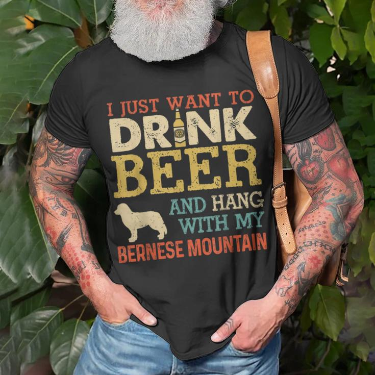 Bernese Mountain Dad Drink Beer Hang With Dog Vintage T-Shirt Gifts for Old Men