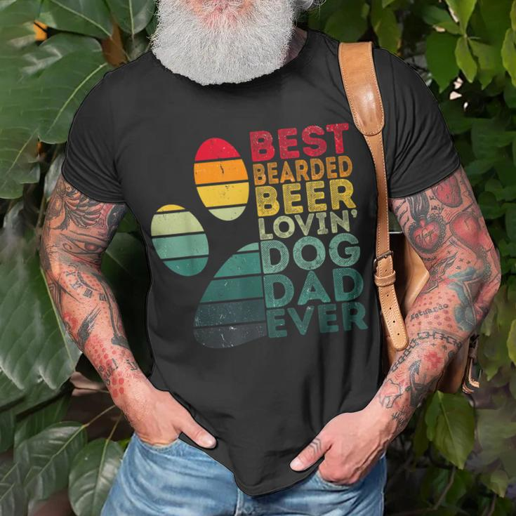 Best Bearded Beer Lovin Dog Dad Ever Retro Vintage Unisex T-Shirt Gifts for Old Men