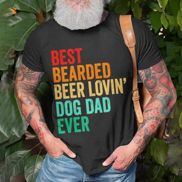 Best Bearded Beer Lovin’ Dog Dad Ever Vintage Unisex T-Shirt Gifts for Old Men
