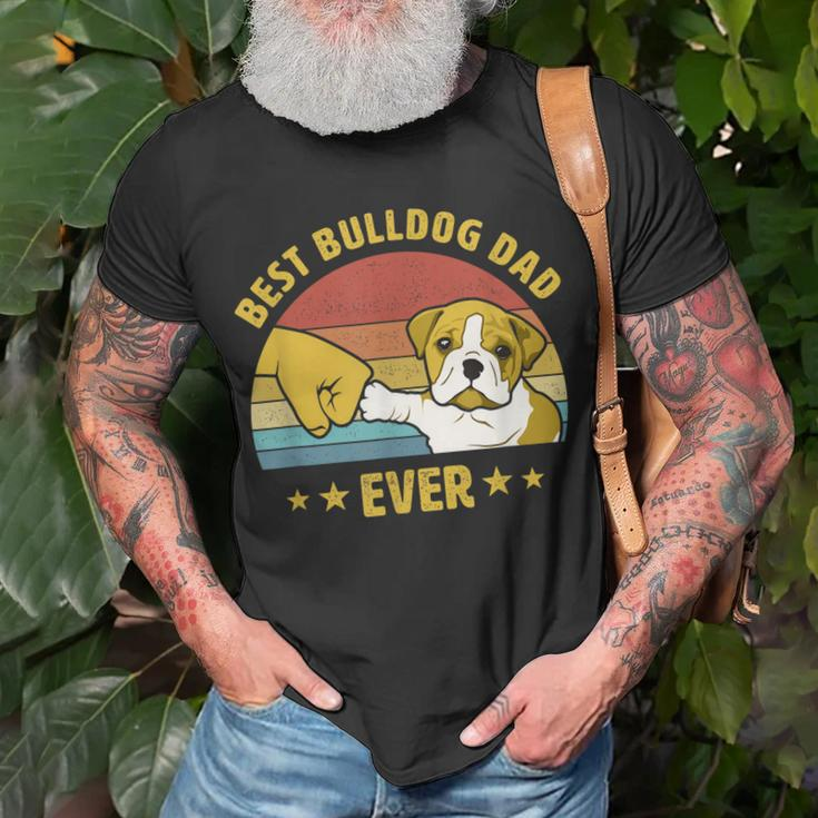 Mens Best Bulldog Dad Ever Vintage English Bulldog Puppy Lover V2 T-Shirt Gifts for Old Men