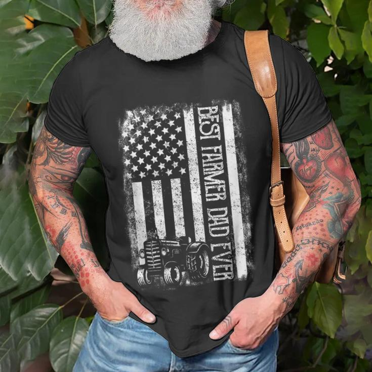 Best Farmer Dad Ever With Us American Flag Fathers Day Unisex T-Shirt Gifts for Old Men
