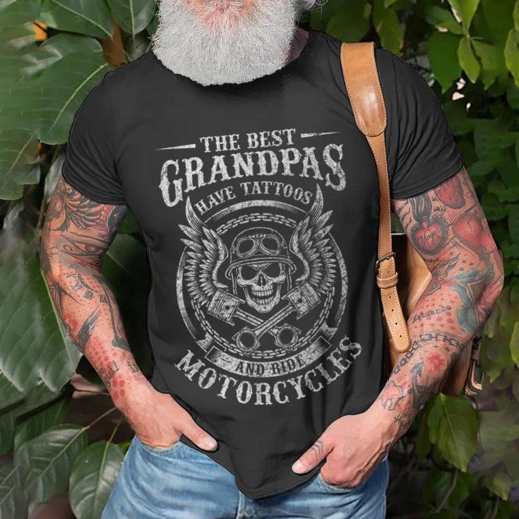 Mens Best Grandpas Have Tattoos And Ride Motorcycles Biker Biking T-Shirt Gifts for Old Men