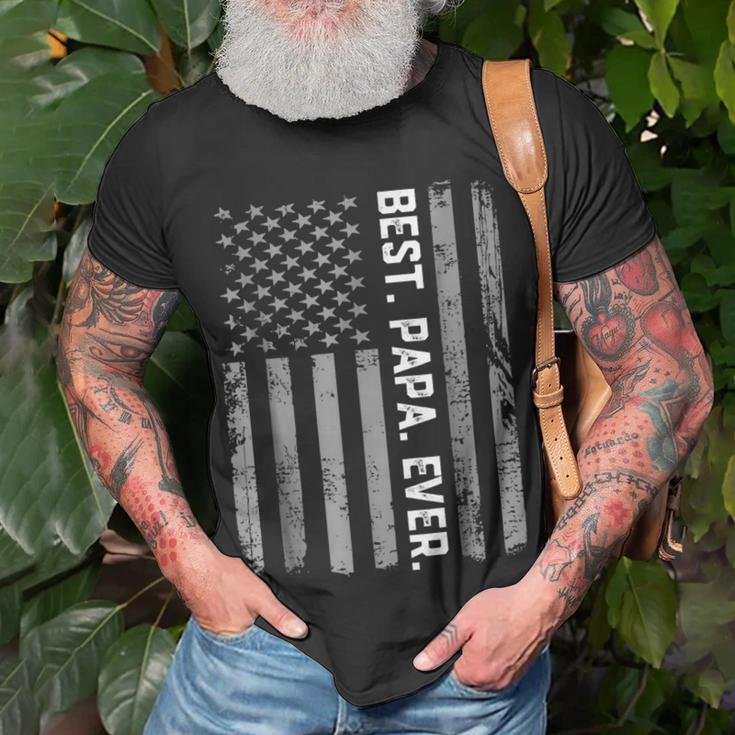 Best Papa Ever Vintage American FlagUnisex T-Shirt Gifts for Old Men