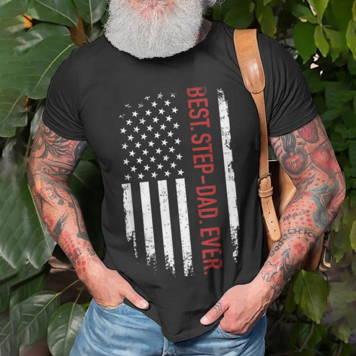 Best Stepdad Ever With Us American Flag For Fathers Day Gift For Mens Unisex T-Shirt Gifts for Old Men