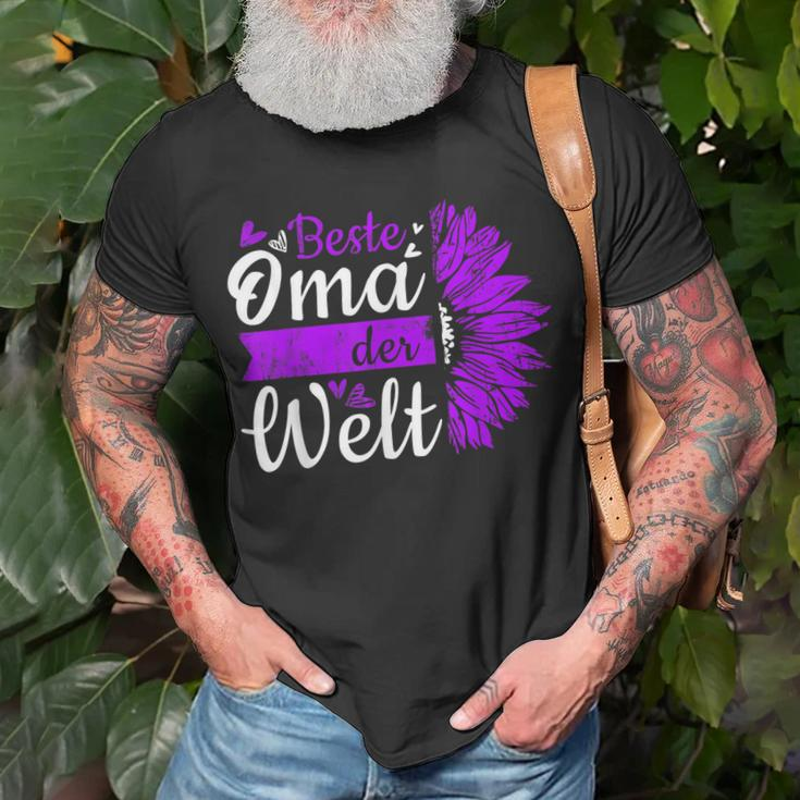 Beste Oma Der Welt Zum Muttertag Lila Blume T-Shirt Geschenke für alte Männer
