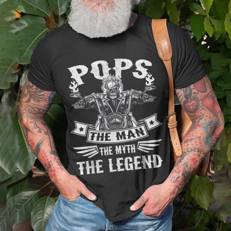 Biker Grandpa Pops The Man Myth The Legend Motorcycle Unisex T-Shirt Gifts for Old Men