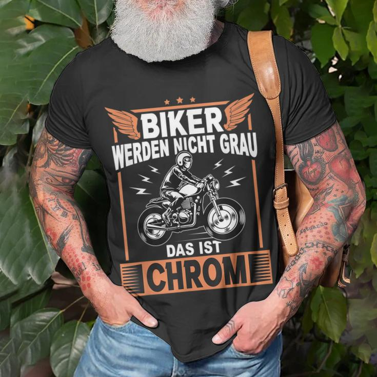Biker Grau Chrom Motorrad Motorradfahrer Motorradfahren T-Shirt Geschenke für alte Männer