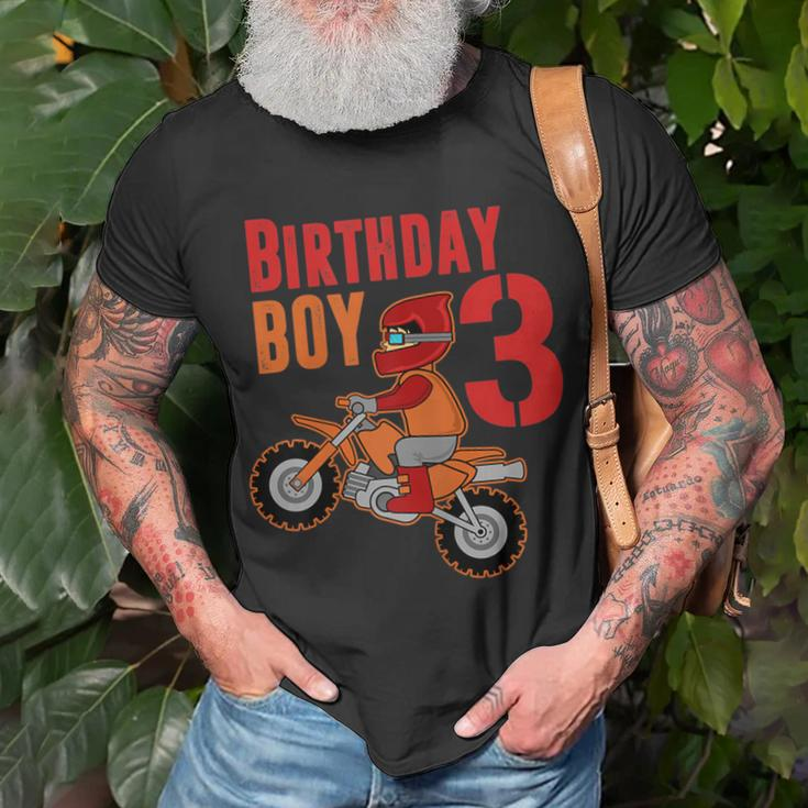 Birthday Boy 3 Year Old Dirt Bike Shirt | 3Rd Bday Biking Unisex T-Shirt Gifts for Old Men
