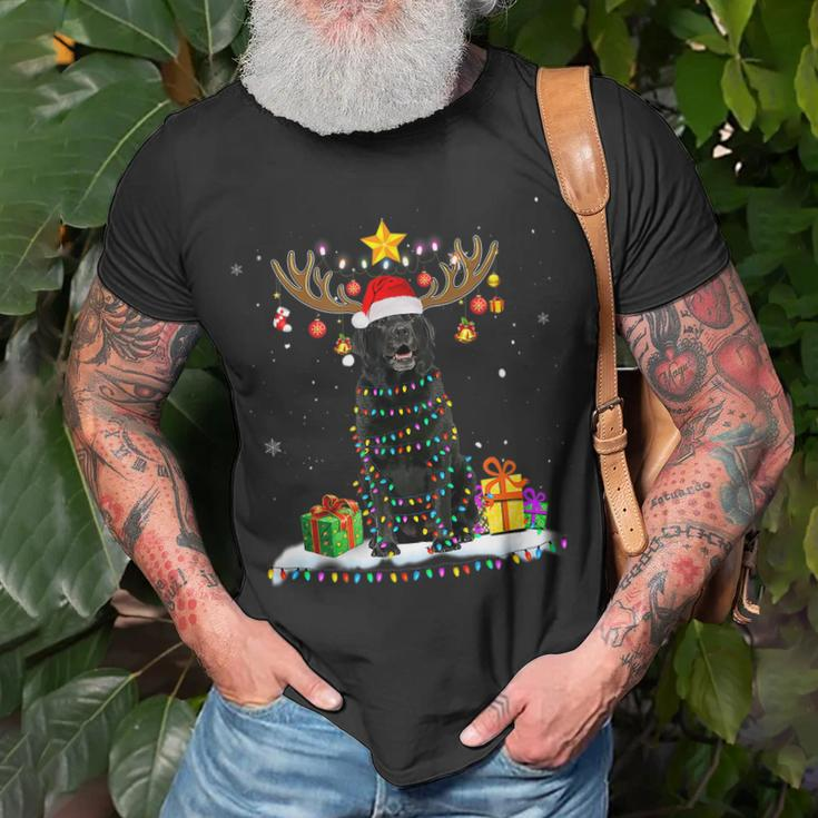 Black Lab Dog Christmas Reindeer Christmas Lights T-shirt Gifts for Old Men