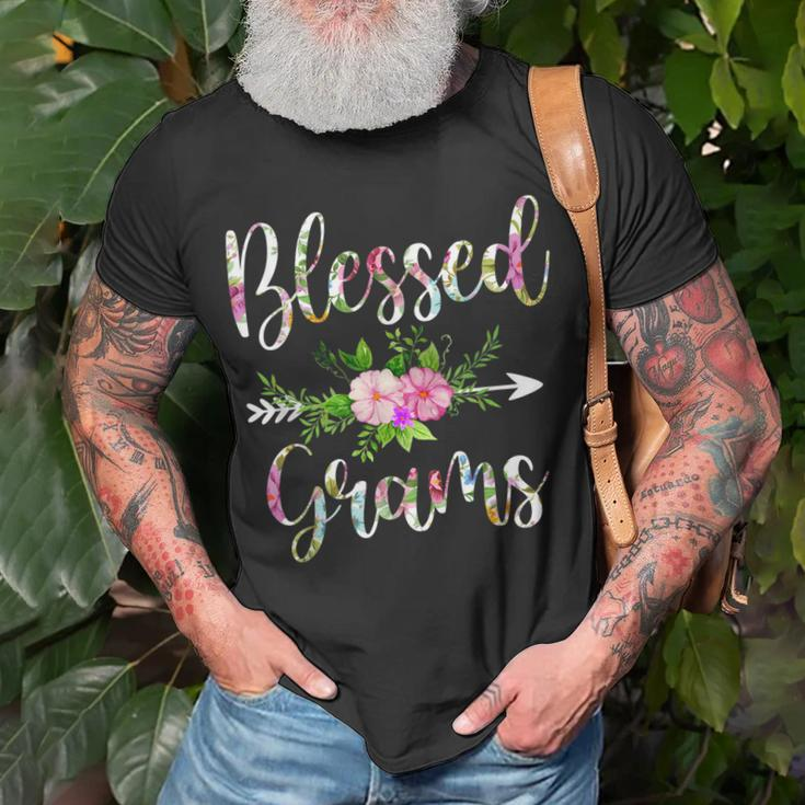 Blessed Grams Floral For Women Grandma T-Shirt Gifts for Old Men
