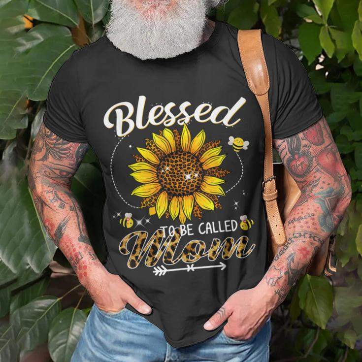 Blessed To Be Called Mom Funny Leopard Sunflower And Bee Unisex T-Shirt Gifts for Old Men