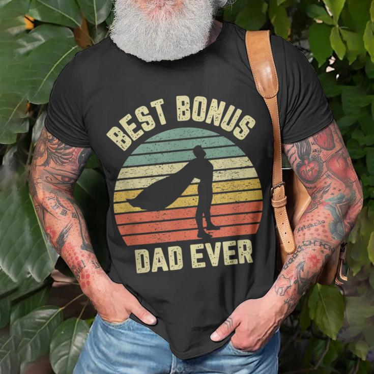Bonus Dad Gift Cool Retro Hero Best Bonus Dad Ever Gift For Mens Unisex T-Shirt Gifts for Old Men