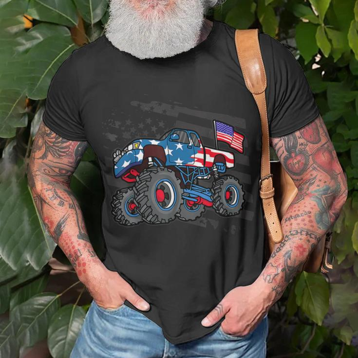 Boys Monster Truck Lover American Flag Racing Usa Patriotic Unisex T-Shirt Gifts for Old Men