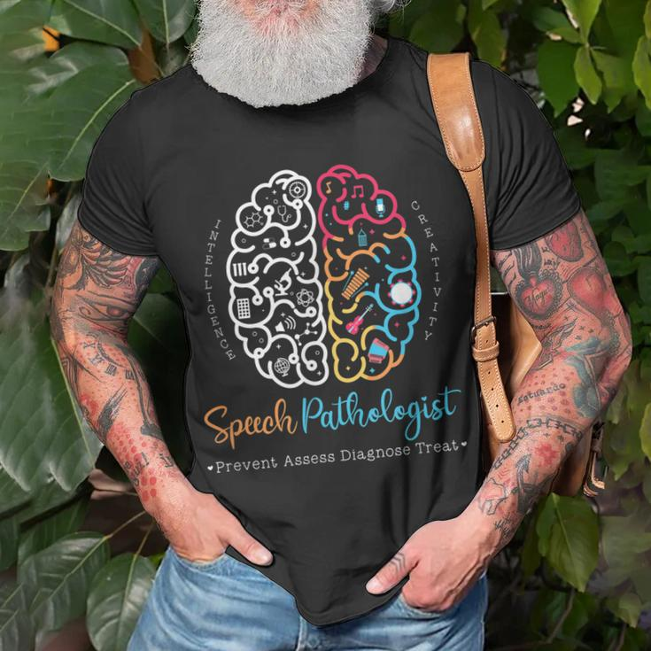 Brain Of A Speech Pathologist Speech Language Therapy Unisex T-Shirt Gifts for Old Men
