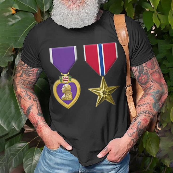 Bronze Star And Purple Heart Medal Military Personnel Award Unisex T-Shirt Gifts for Old Men