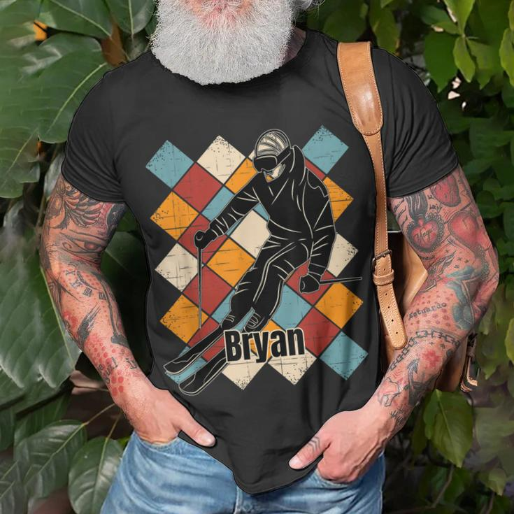 Bryan Skipiste Vintage Skifahrer Name T-Shirt Geschenke für alte Männer
