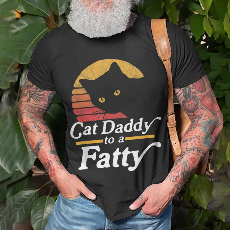 Cat Daddy To A Fatty Vintage 80S Sunset Fat Chonk Dad T-Shirt Gifts for Old Men