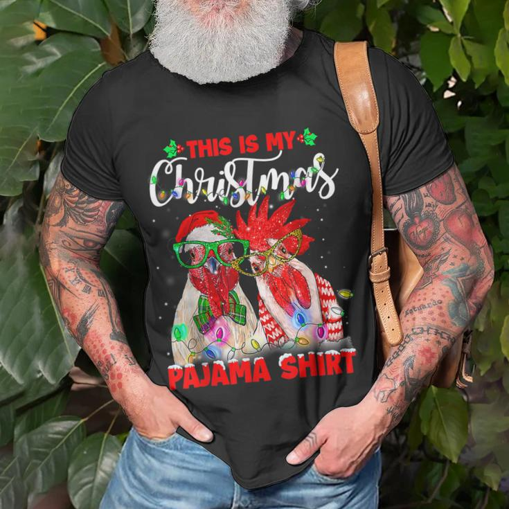 This Is My Christmas Pajama Chicken Lover Xmas Light Holiday T-shirt Gifts for Old Men