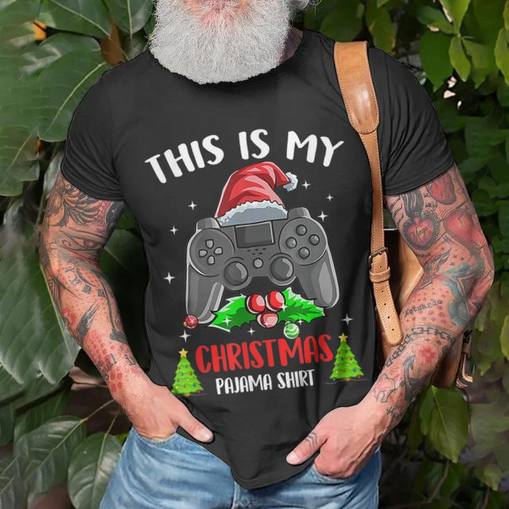 This Is My Christmas Pajama Santa Hat Gamer Video Game T-shirt Gifts for Old Men