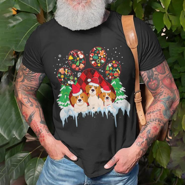 Christmas Santa Paws Dog Paws Beagle Dog Lover In Xmas T-shirt Gifts for Old Men