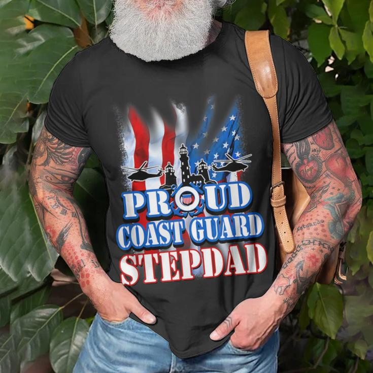 Coast Guard Stepdad Usa Flag Military Fathers Day T-Shirt Gifts for Old Men