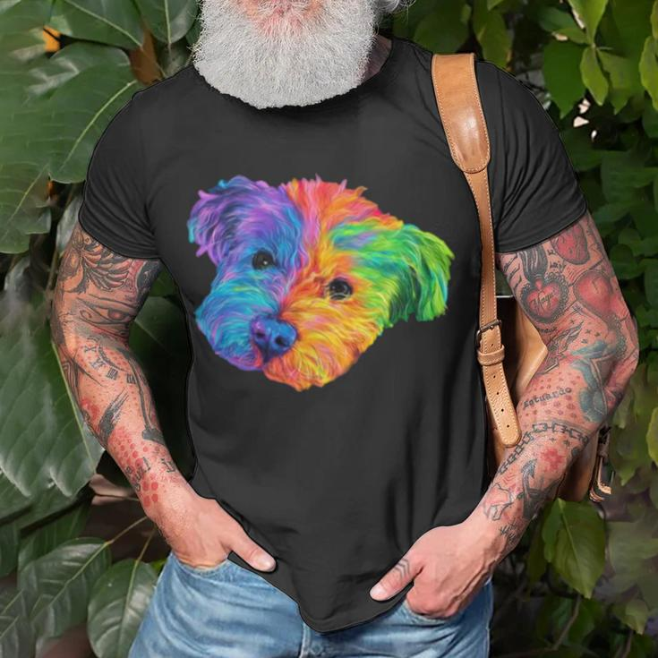 Colorful Bichon Frize Dog Digital Art Unisex T-Shirt Gifts for Old Men