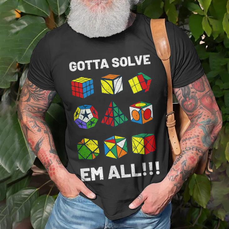 Competitive Puzzle Cube Gotta Solve Em All Speed Cubing Unisex T-Shirt Gifts for Old Men