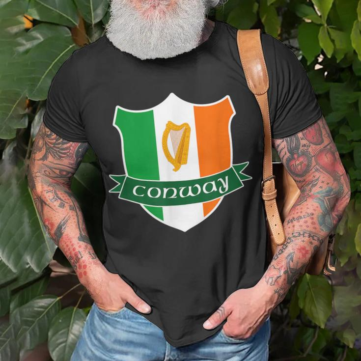 Conway Irish Name Ireland Flag Harp Family Unisex T-Shirt Gifts for Old Men