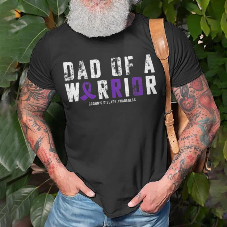 Crohns Disease Awareness Dad Of A Warrior Vintage T-Shirt Gifts for Old Men