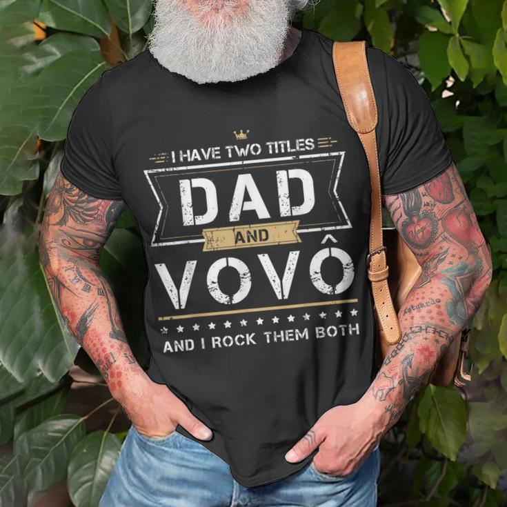 Mens Dad & Vovo Portuguese Grandpa I Rock Them Both T-Shirt Gifts for Old Men