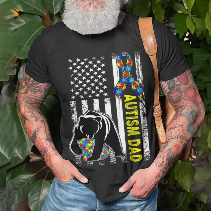 Dad Autism Awareness American Flag Autism Dad Daddy Unisex T-Shirt Gifts for Old Men