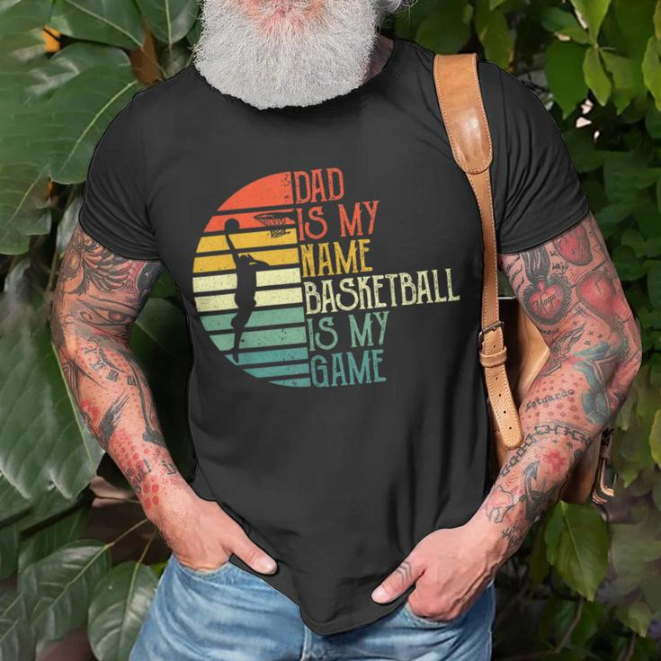 Mens Dad Is My Name Basketball Is My Game Sport Fathers Day T-Shirt Gifts for Old Men