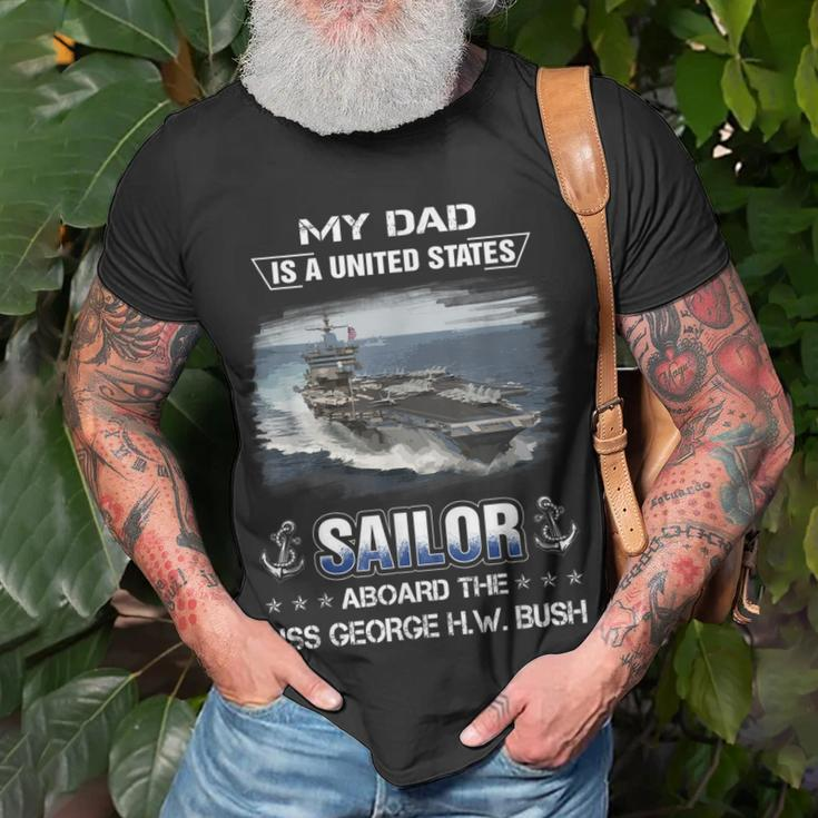 My Dad Is A Sailor Aboard The Uss George HW Bush Cvn 77 T-Shirt Gifts for Old Men