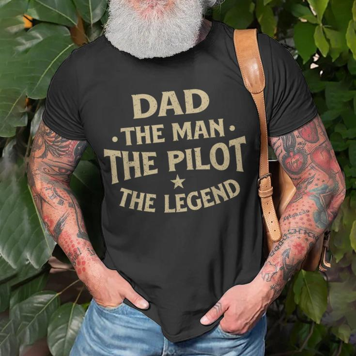 Dad The Man The Pilot The Legend Airlines Airplane Lover Unisex T-Shirt Gifts for Old Men