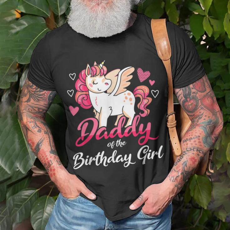 Daddy Of The Birthday Girl Father Gifts Unicorn Birthday Unisex T-Shirt Gifts for Old Men