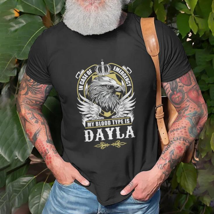 Dayla Name- In Case Of Emergency My Blood Unisex T-Shirt Gifts for Old Men