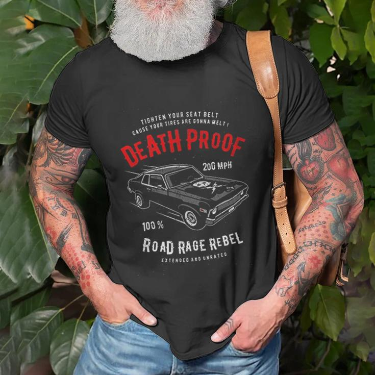 Death Proof Distressed Muscle Car Racing Vintage Skull Lightning Bolts T-shirt Gifts for Old Men