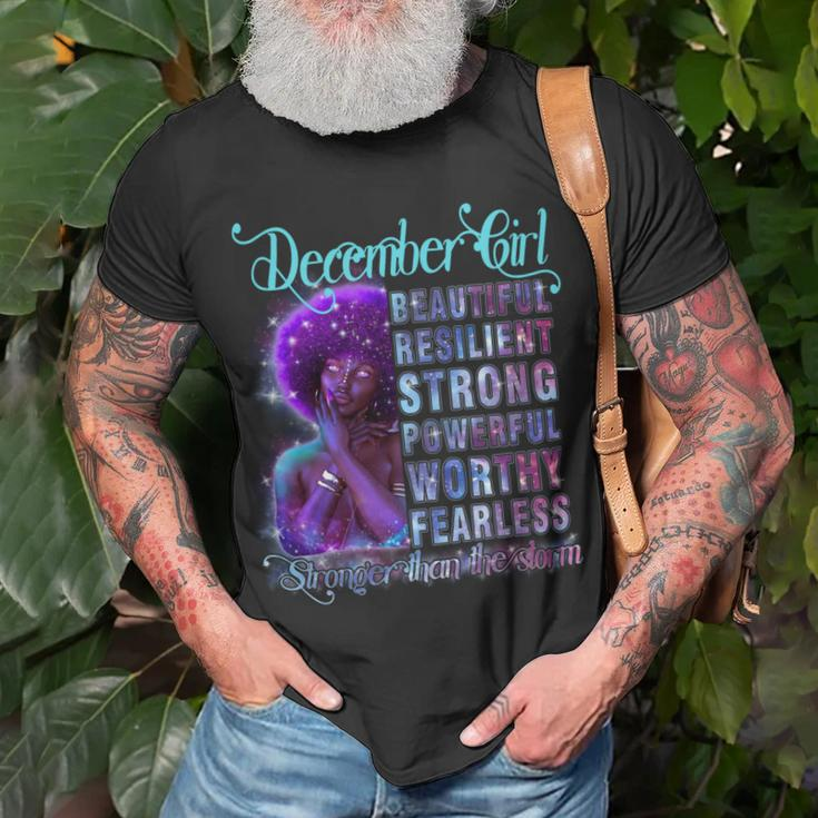 December Queen Beautiful Resilient Strong Powerful Worthy Fearless Stronger Than The Storm Unisex T-Shirt Gifts for Old Men