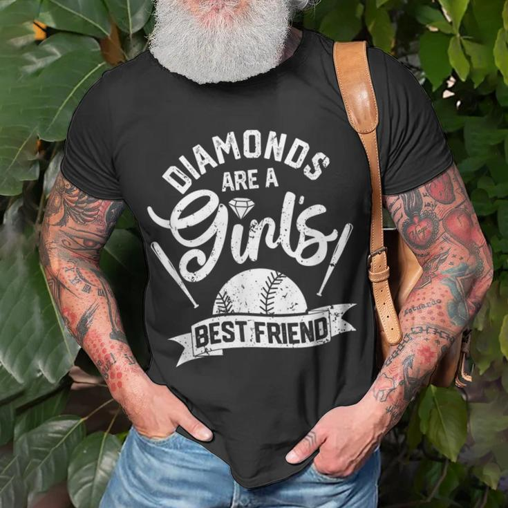 Diamonds Are A Girls Best Friend Softball Baseball Girl Love Unisex T-Shirt Gifts for Old Men