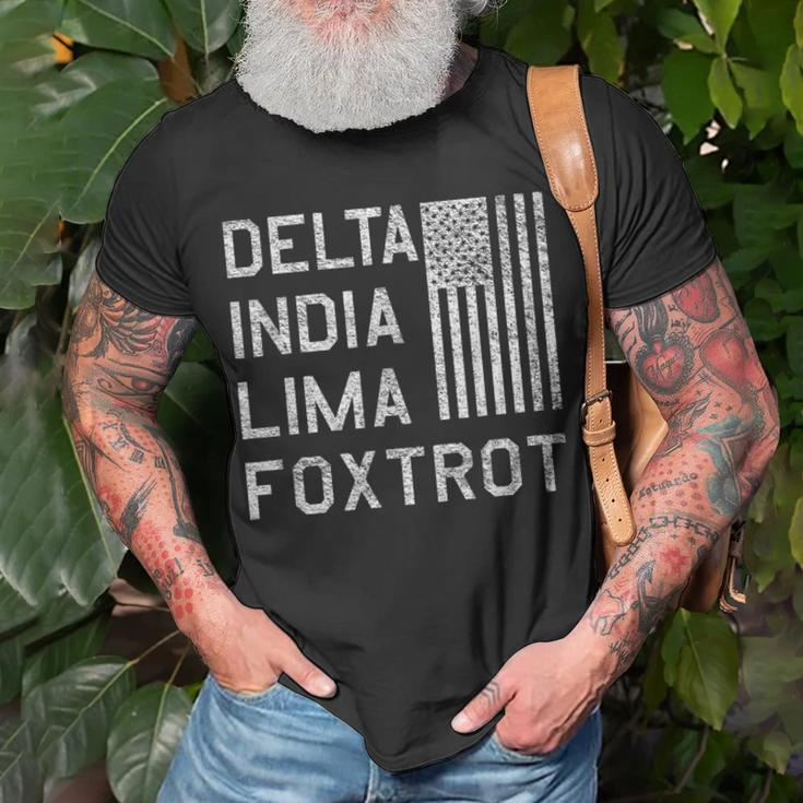 Dilf Delta India Lima Foxtrot Us Flag American Patriot Unisex T-Shirt Gifts for Old Men