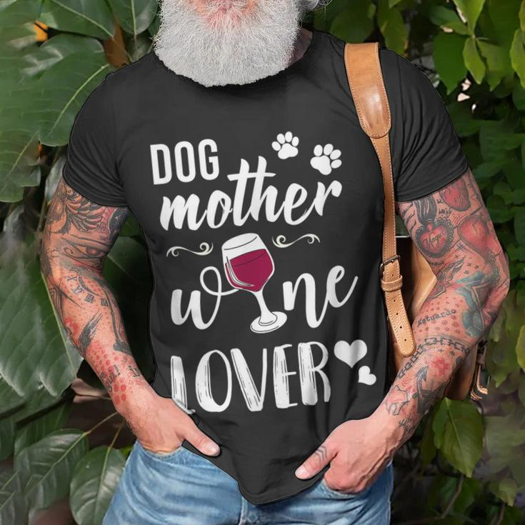 Dog Mother Wine Lover Lustiges Hunde Mum Wein T-Shirt Geschenke für alte Männer