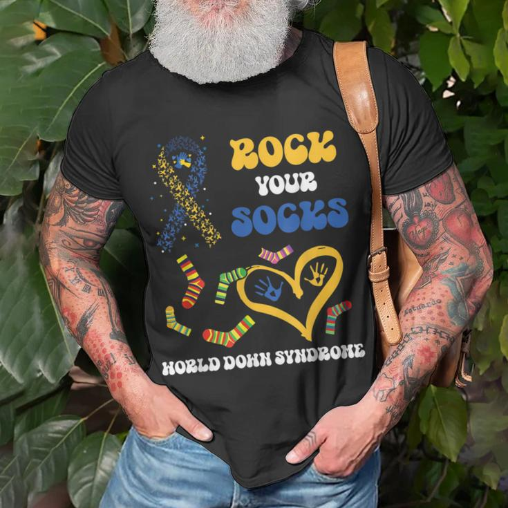 Down Syndrome Awareness Rock Your Socks T21 Man Woman Kids Unisex T-Shirt Gifts for Old Men